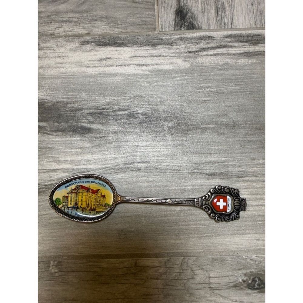 Swiss Souvenir Decorative Spoon with Red Shield Accent